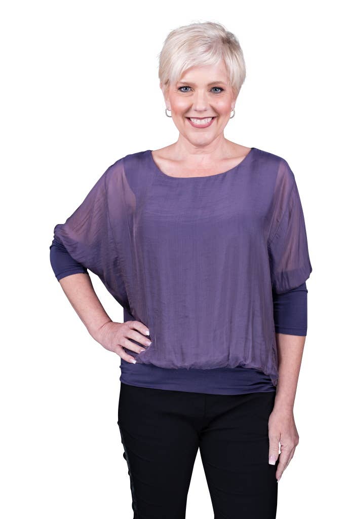 Silk Banded Blouse (BQ206):Black