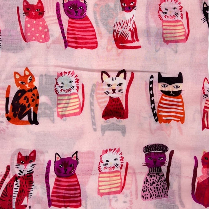 Cats wearing hats print scarf: Beige
