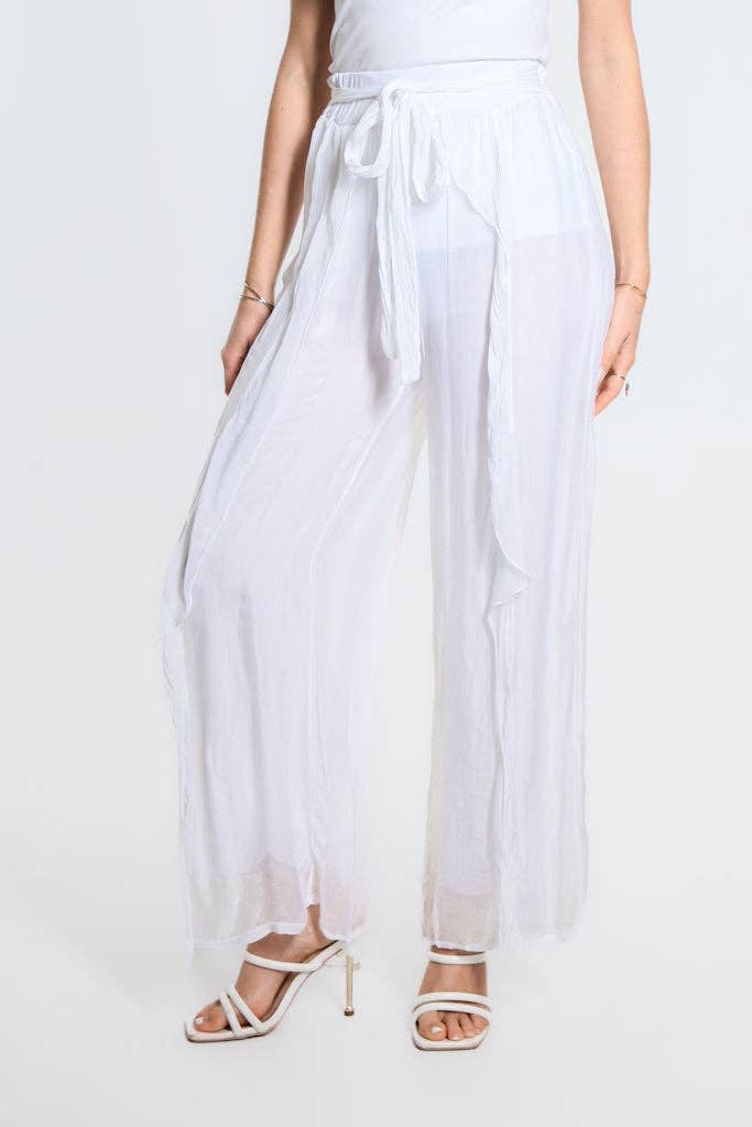 Wrap Front Silk Pant (PL214):Black