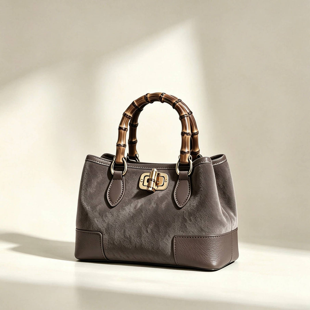 Suede Bag leather bamboo : Borgogna
