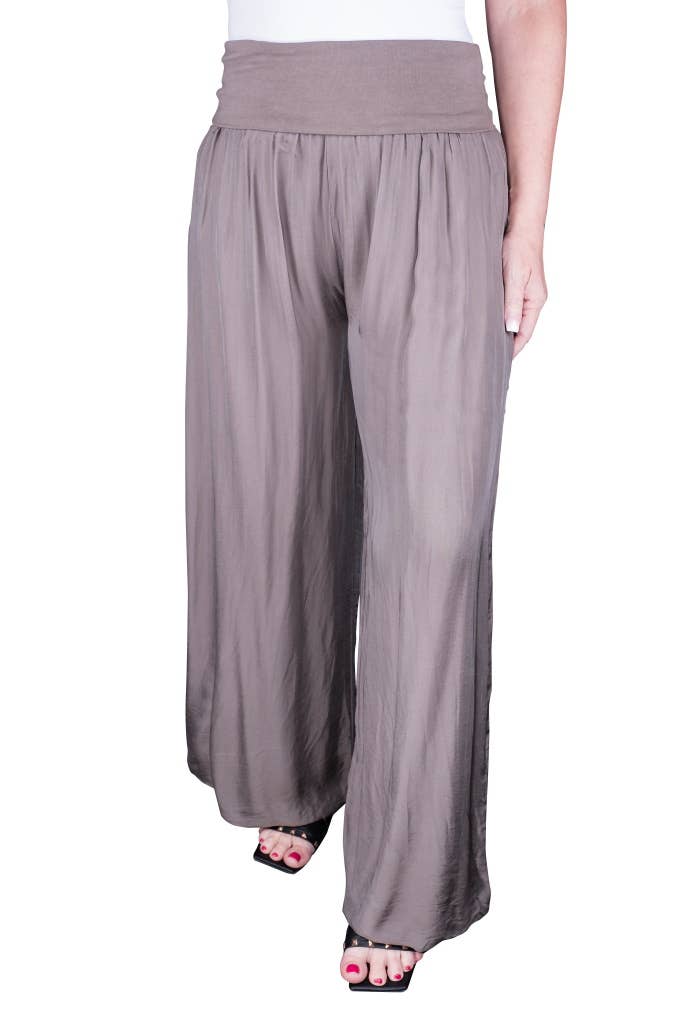 Foldover Waist Silk Pant (PL203):Navy