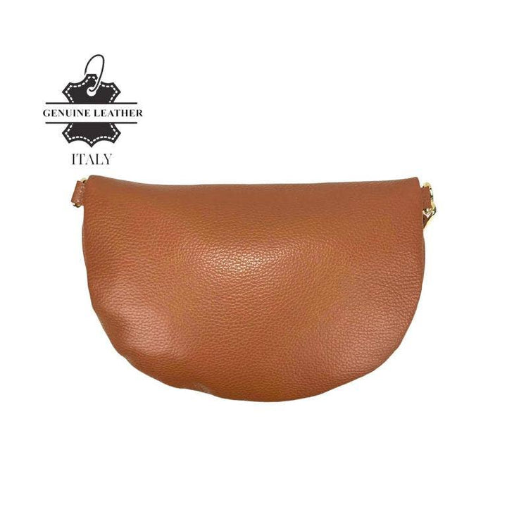 Large Italian Leather Waist Bag: Silver