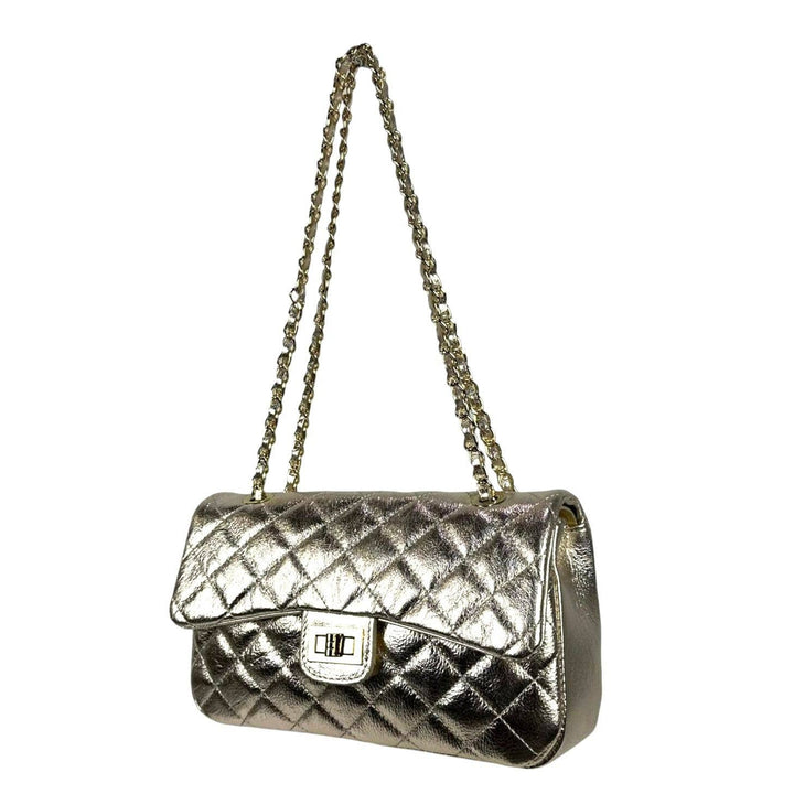Premium Quilted Leather Bag: Black