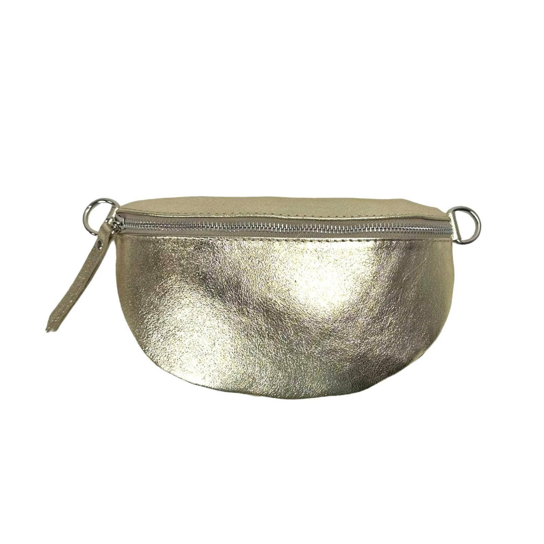 Metallic Leather Waist Bag : Navy blue
