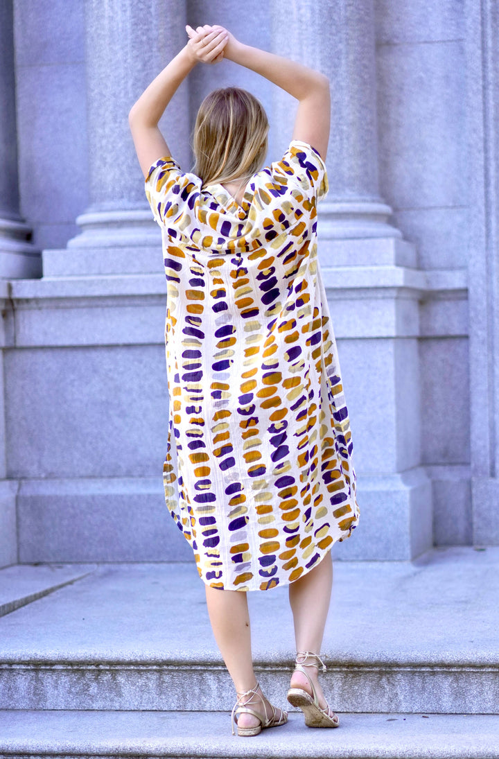 Zoey Geo Dress: White Gold / XL
