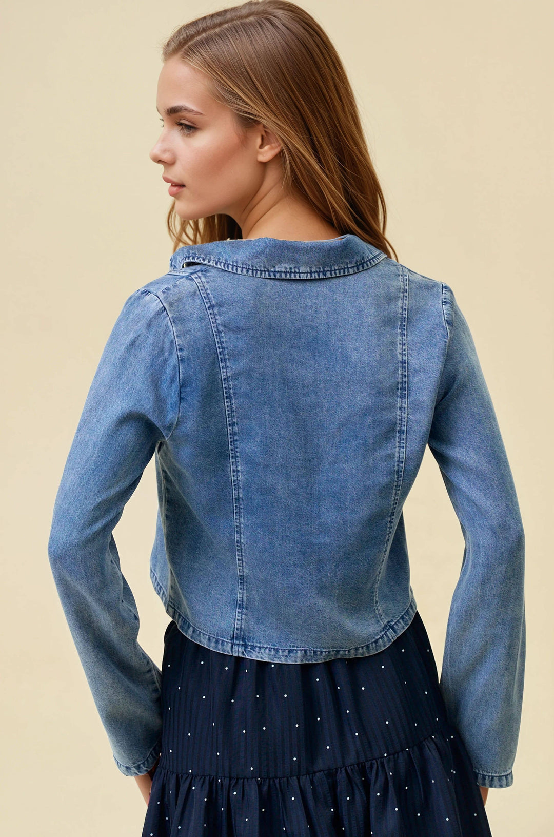 DENIM TIE FRONT TOP - 45453T:/ M