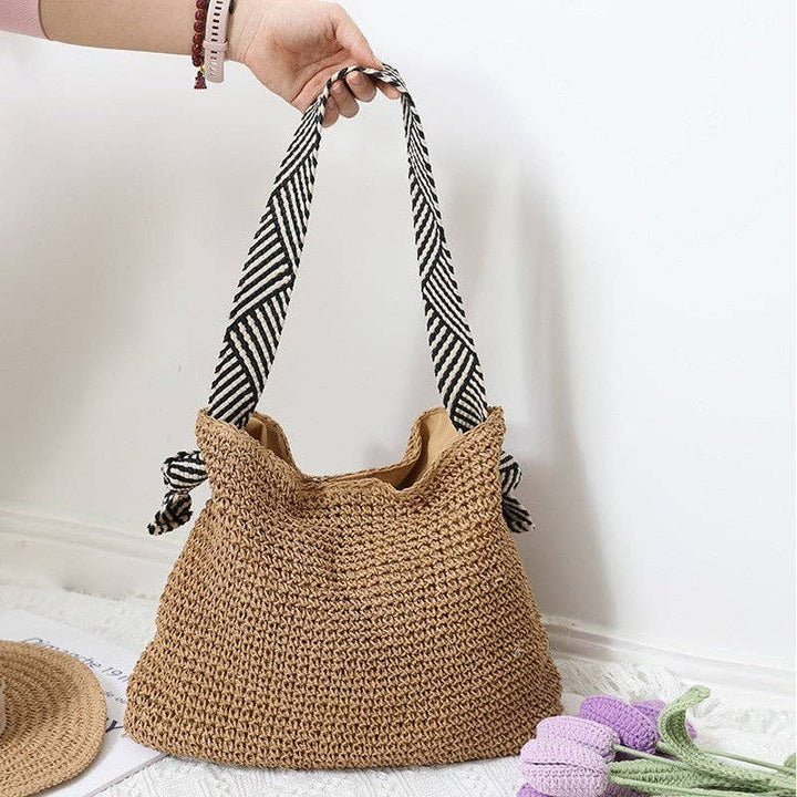 Straw Woven Beach Bag : COFFEE