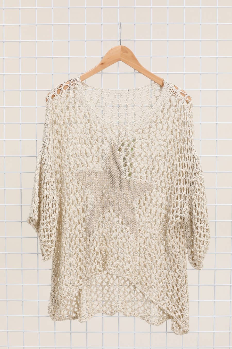 Cotton knit sweater star 100% cotton: Persimmon
