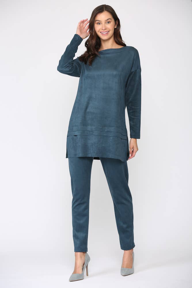April Stretch Suede Tunic: BLACK / M / 21136A