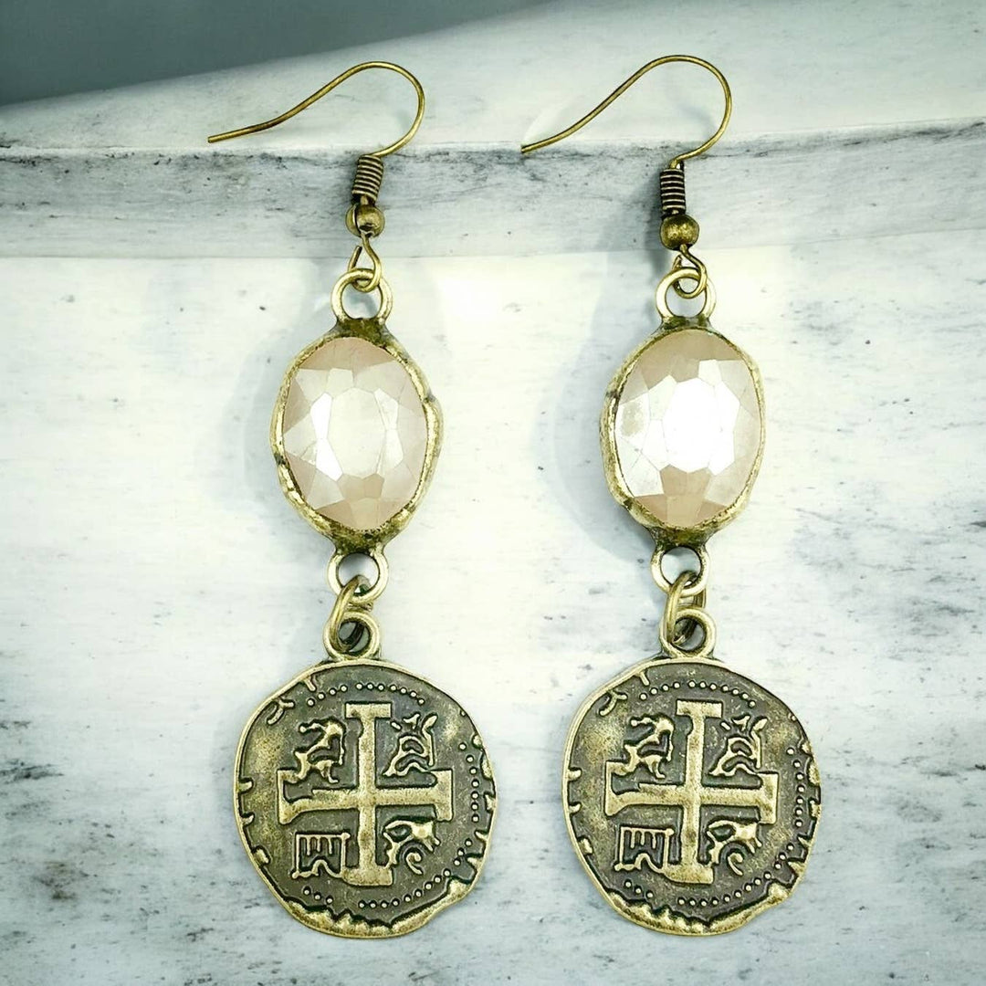 Ivory and Coin Earring #2439