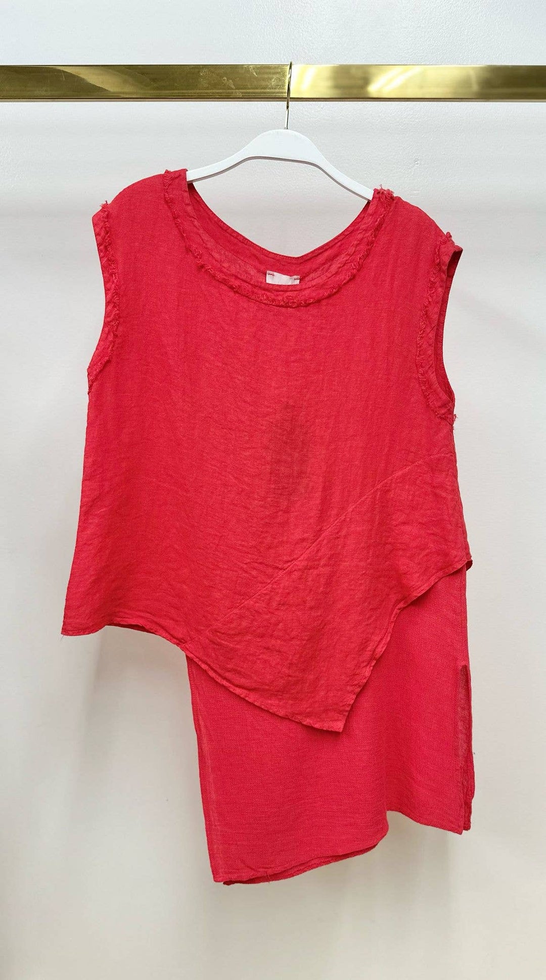 HI-LOW LINEN TOP  Beige / M
