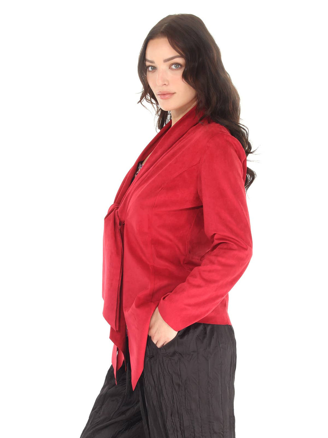 Suede Drape / Tie Jacket: Chocolate / M