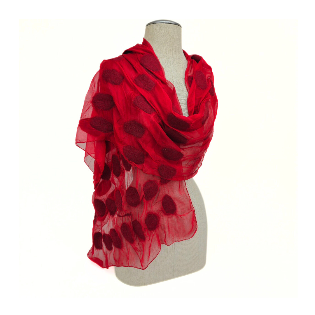 Polka Dotted Felt Soft Scarf