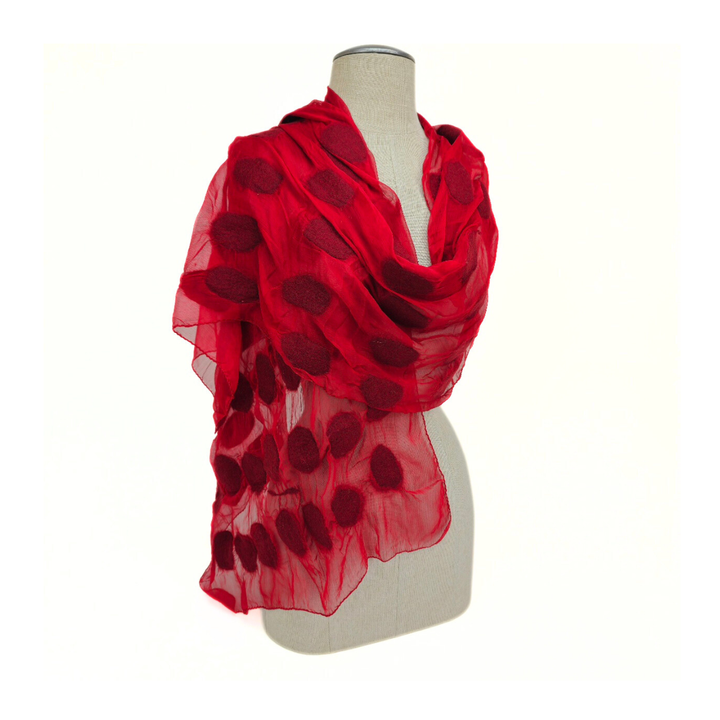 Polka Dotted Felt Soft Scarf