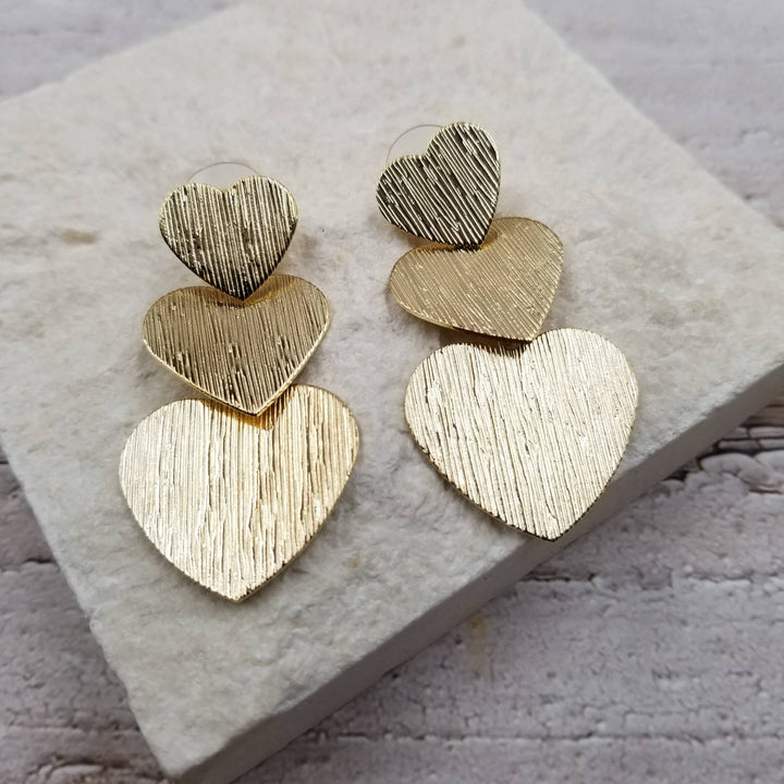 Stacked Heart Earrings | Gold & Silver