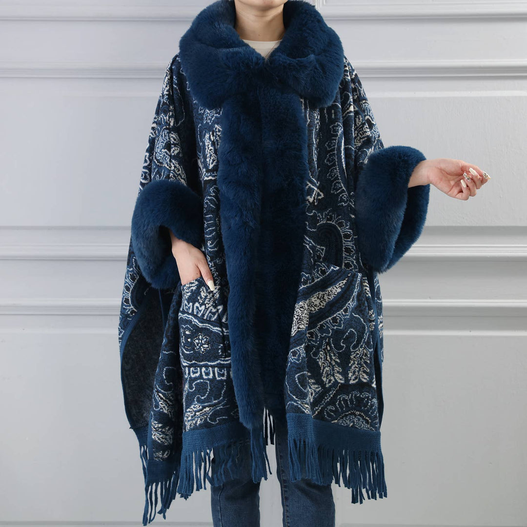 PEACH ACCESSORIES - PE361 Paisley print cape: Beige