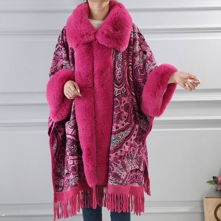 PE361 Paisley print cape: Black
