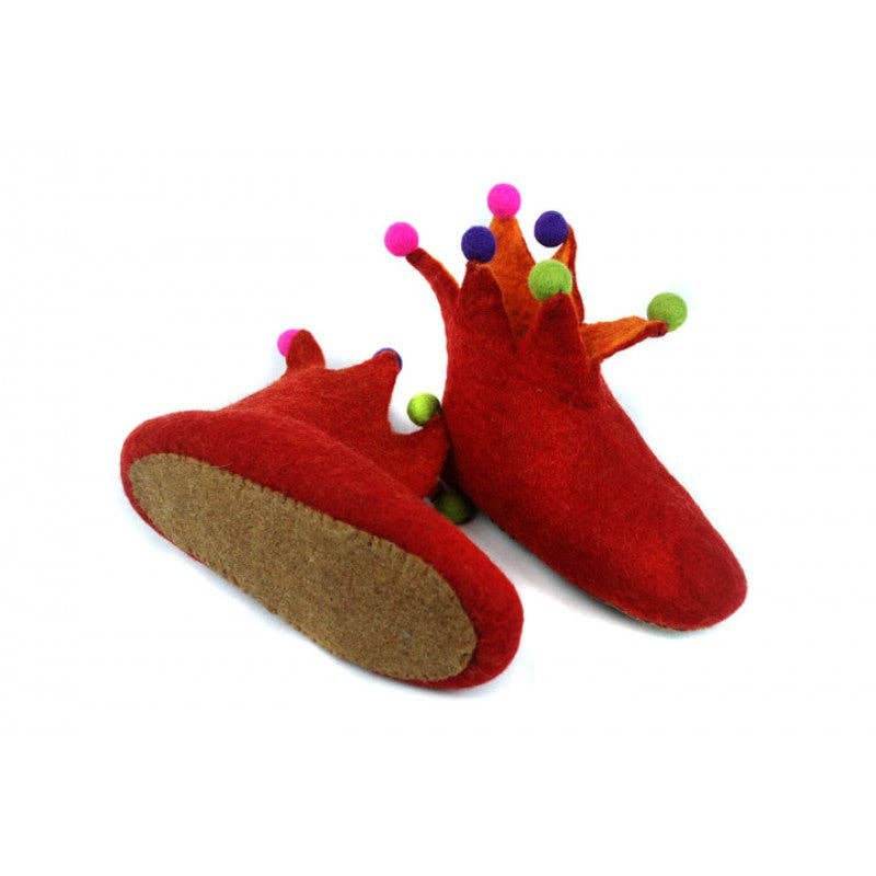 Felted Crown Shoes for Kids-: Magenta