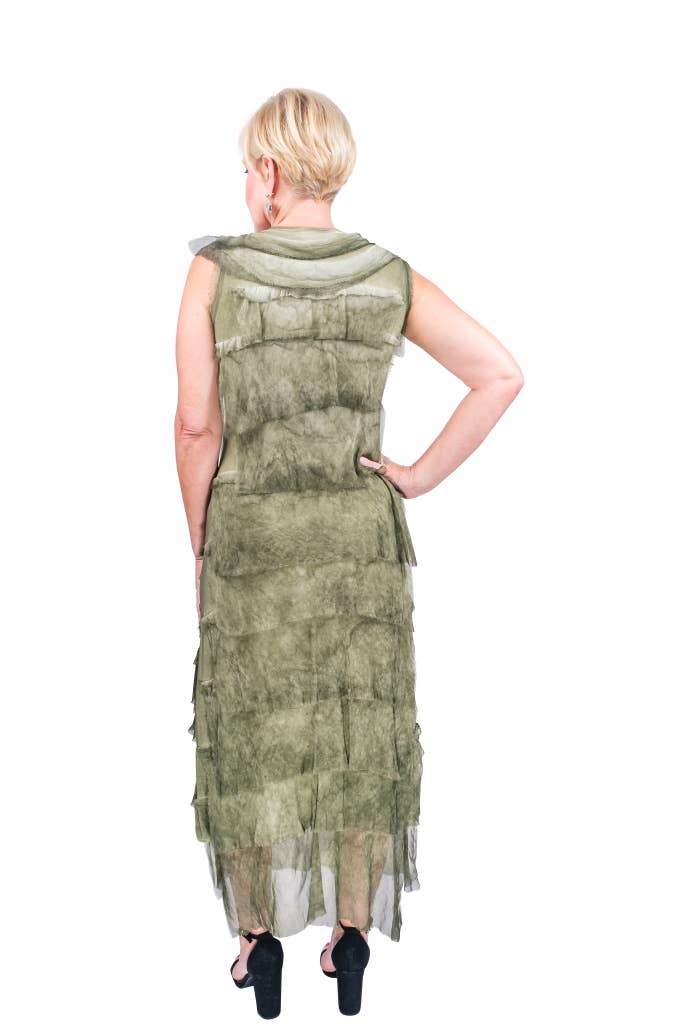 Aleena Silk Maxi Ruffle Dress (DT215):Orchid