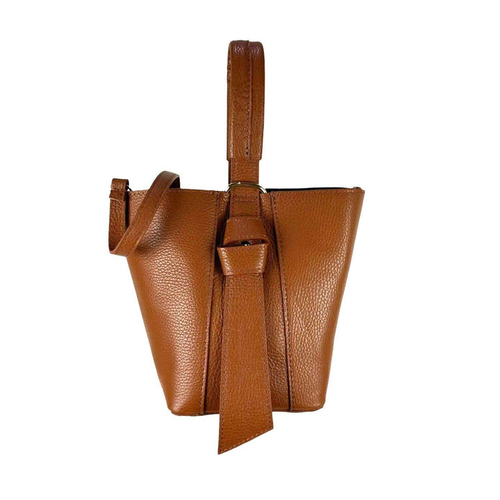 Genuine Leather Tote: Orange