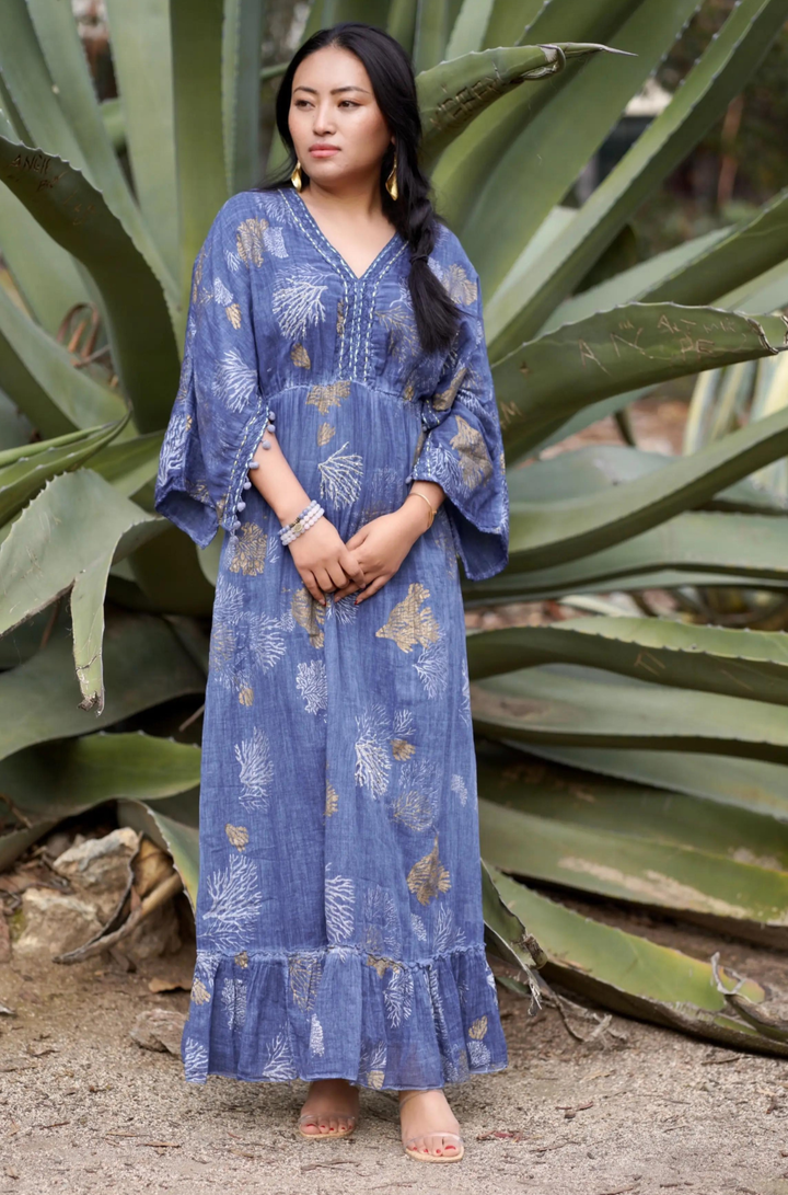 Coral Reef Maxi Dress: Large / Lt. Grey