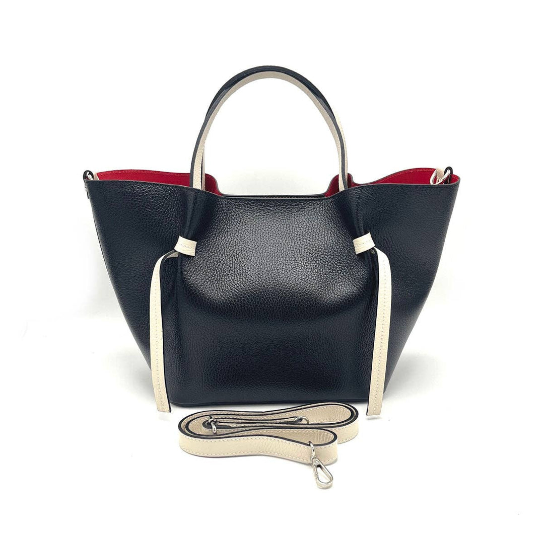 Leather bag, Made in Italy, 112544: Blk