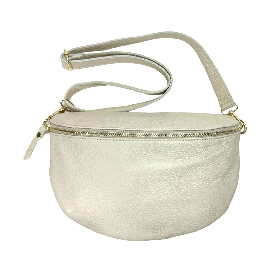 Large Italian Leather Waist Bag: Red