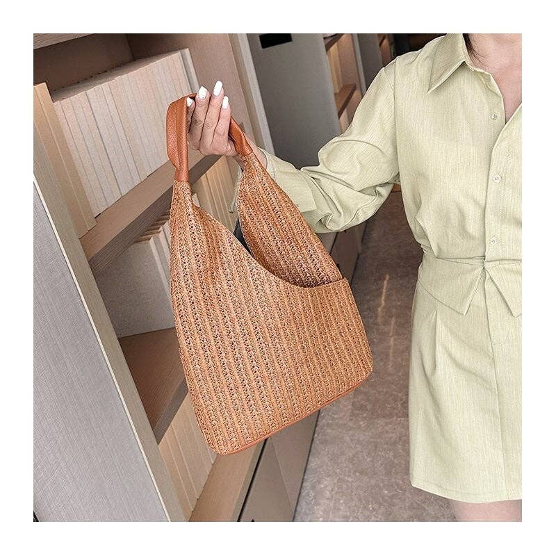 Straw Woven Tote : KHAKI