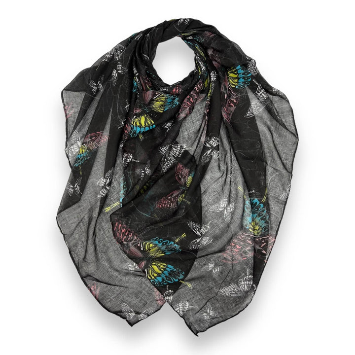 Butterfly print scarf: Grey