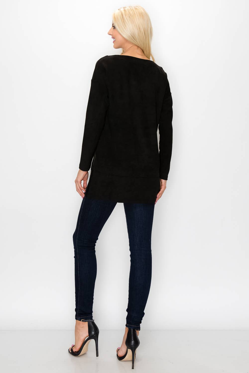 April Stretch Suede Tunic: BLACK / XS / 21136A
