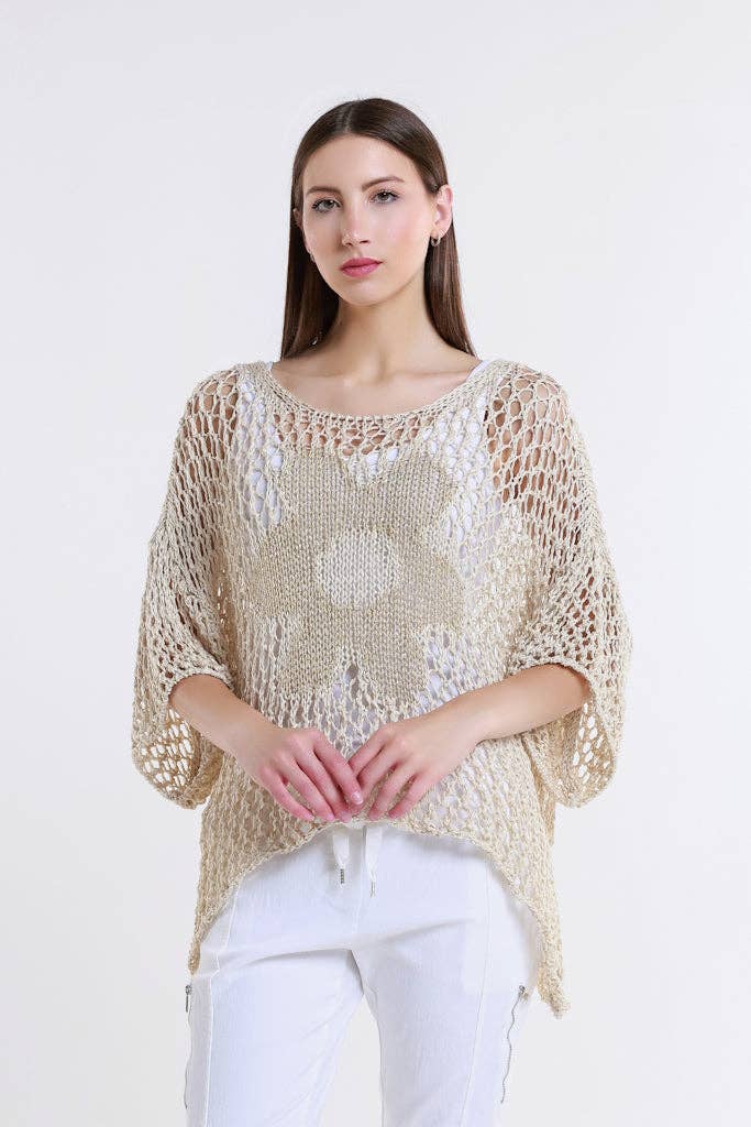 Daisy  Open Knit Sweater (BSS302D):White