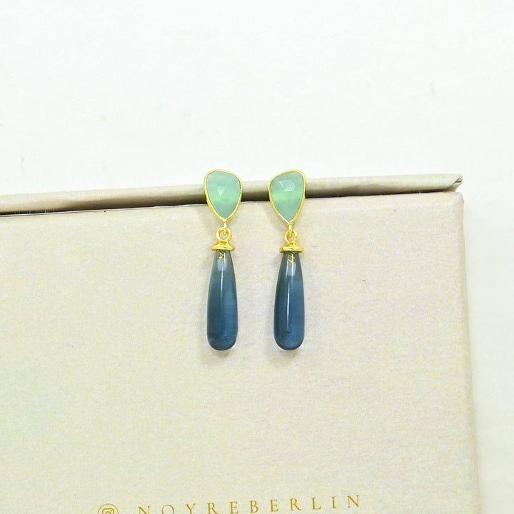 Adhara Earring - Blue Iolite & Aqua Chalcedony