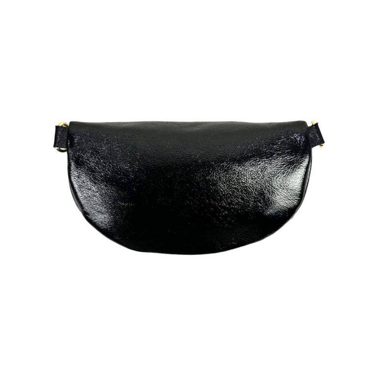 Metallic Leather Waist Bag : Navy blue