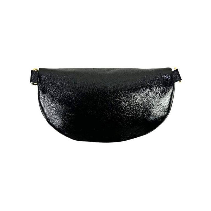 Metallic Leather Waist Bag : Navy blue