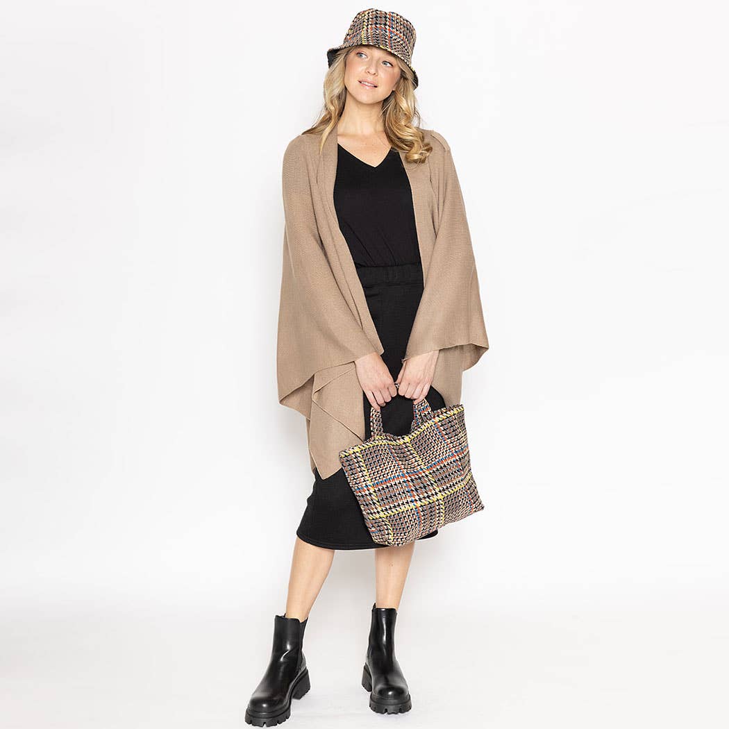 Ruana with Shoulder Strap: GRY