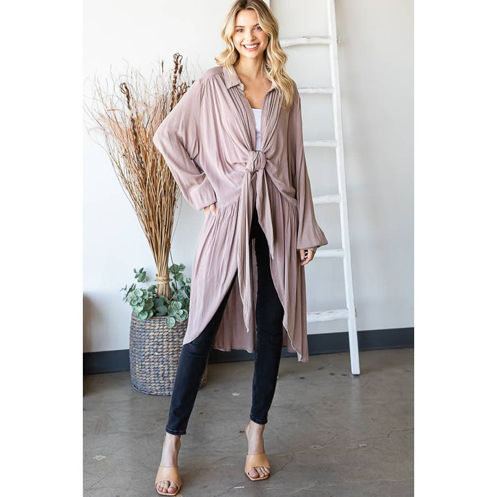 TIE FRONT  L/S TOP: BLACK