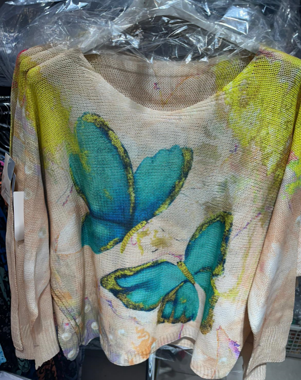 C1002 Blue Butterfly Sweater