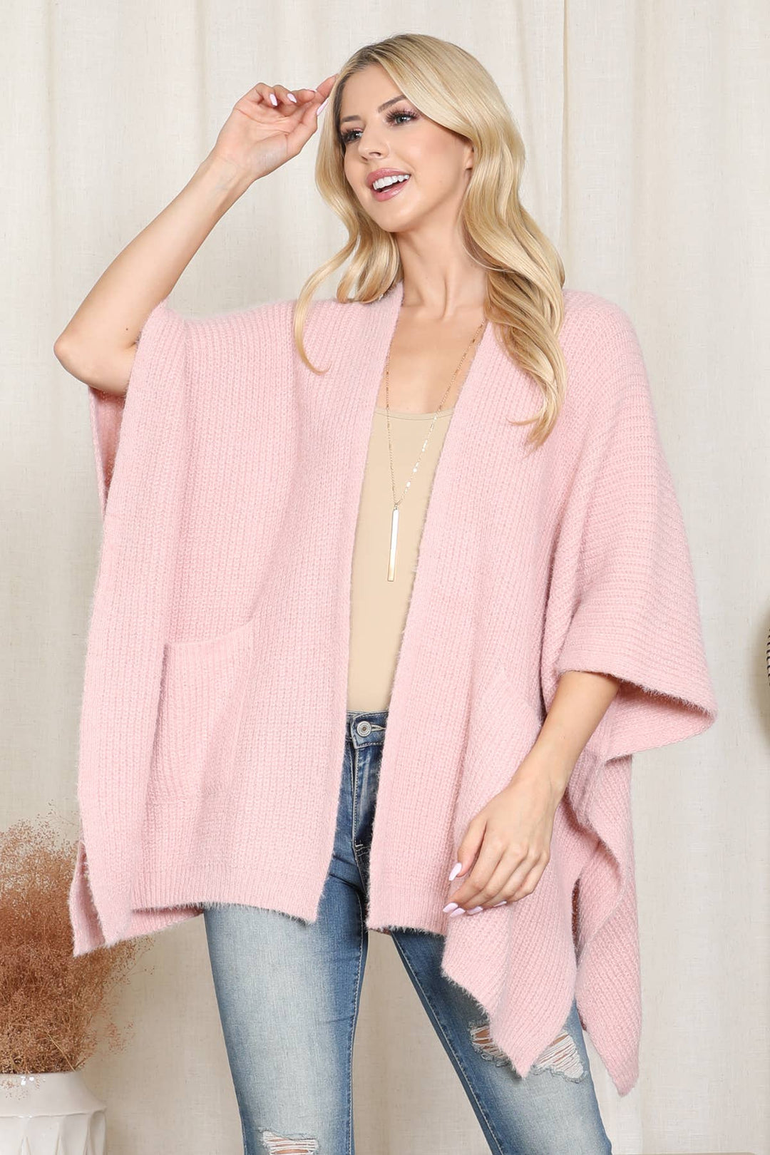 SOLID WITH POCKET KIMONO: IVORY
