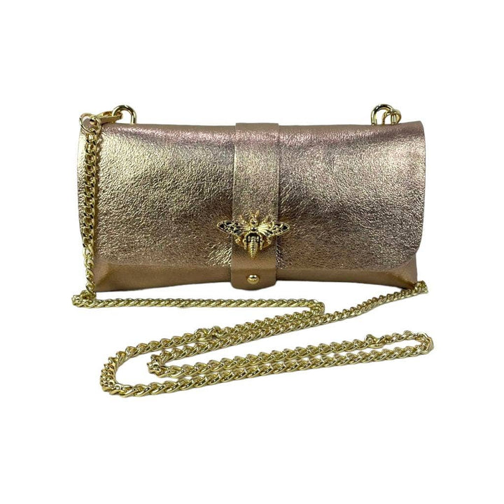 Leather Party Bag with Chain: Bottle Green
