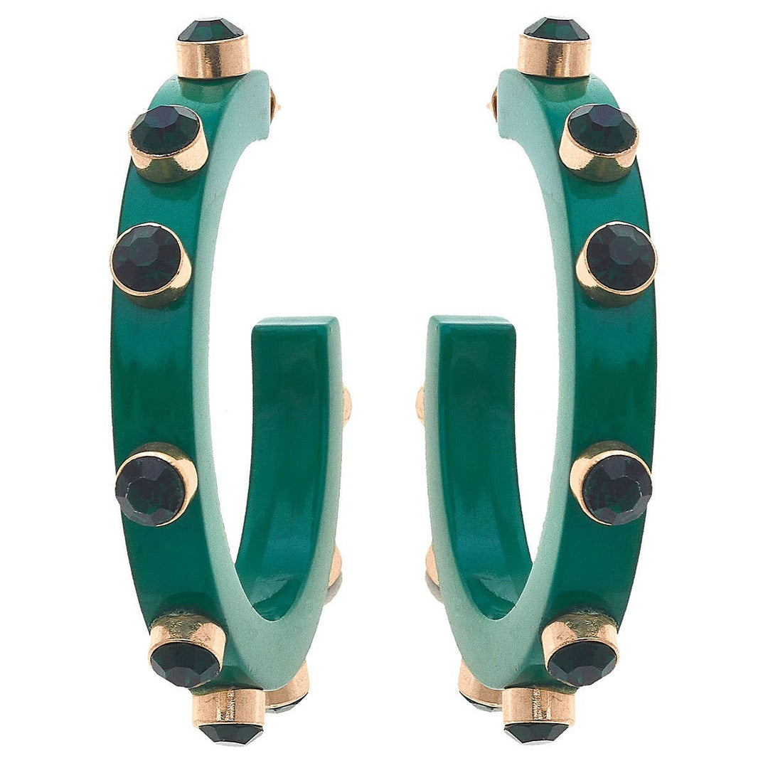 Renee Resin and Rhinestone Hoop Earrings: Cocoa