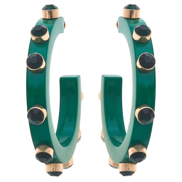 Renee Resin and Rhinestone Hoop Earrings: Cocoa