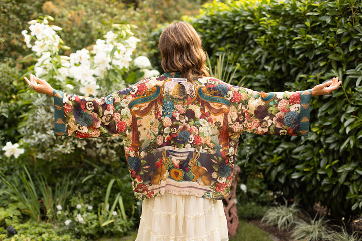 Cropped Kimono w/ Rabbits and Bees