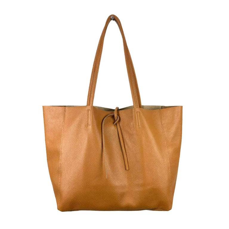 Leather Shopper: Taupe