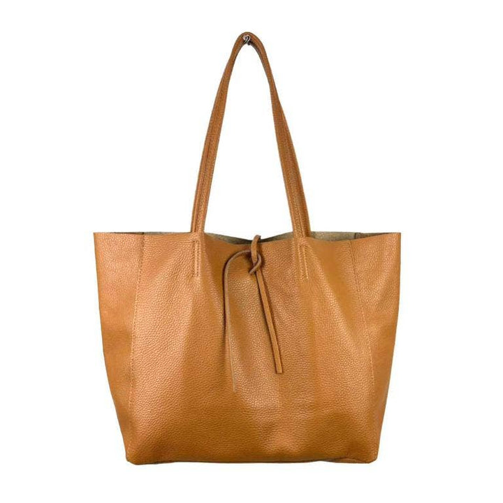 Leather Shopper: Taupe