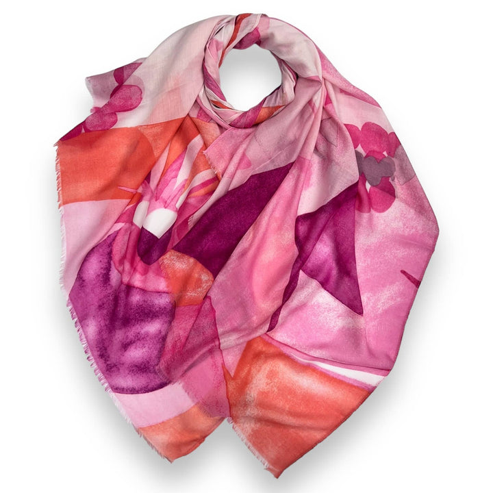 Soft Abstract painting scarf: Beige