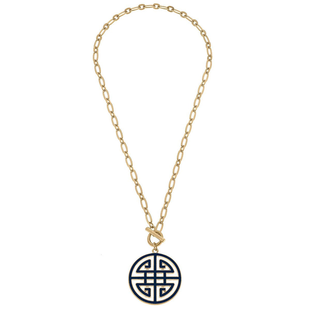 Tara Game Day Greek Keys Enamel Pendant Necklace: Yellow