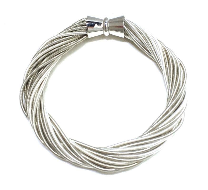 589 - Silver and White Twist Bracelet