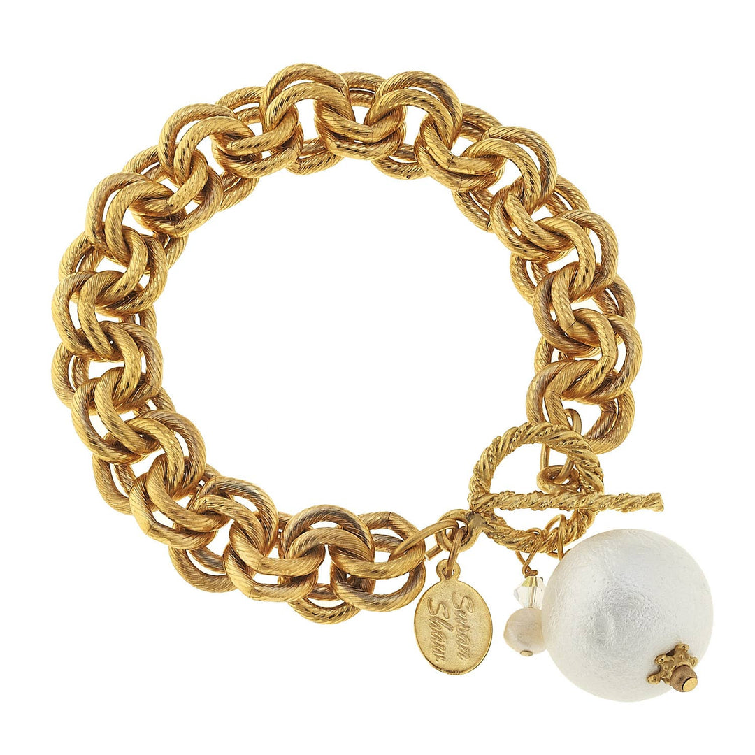 Gold with Cotton Pearl Bracelet