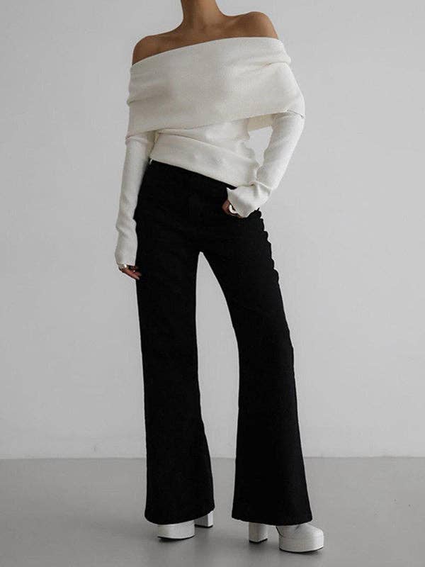 Off Shoulder Sweater:Red /S