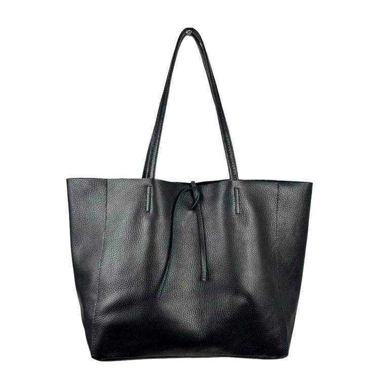 Leather Shopper: Taupe